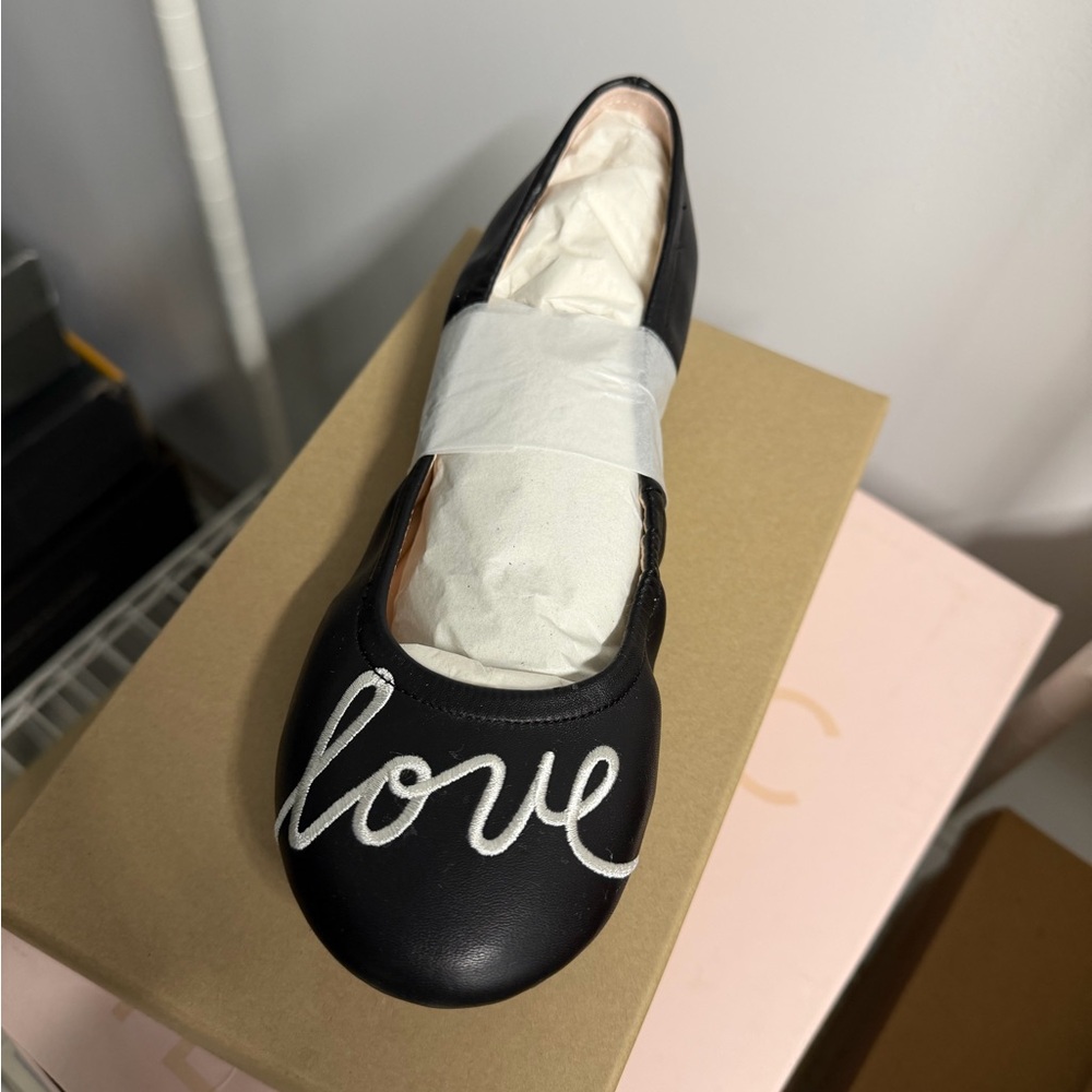 Love Embroidered Ballet Flats